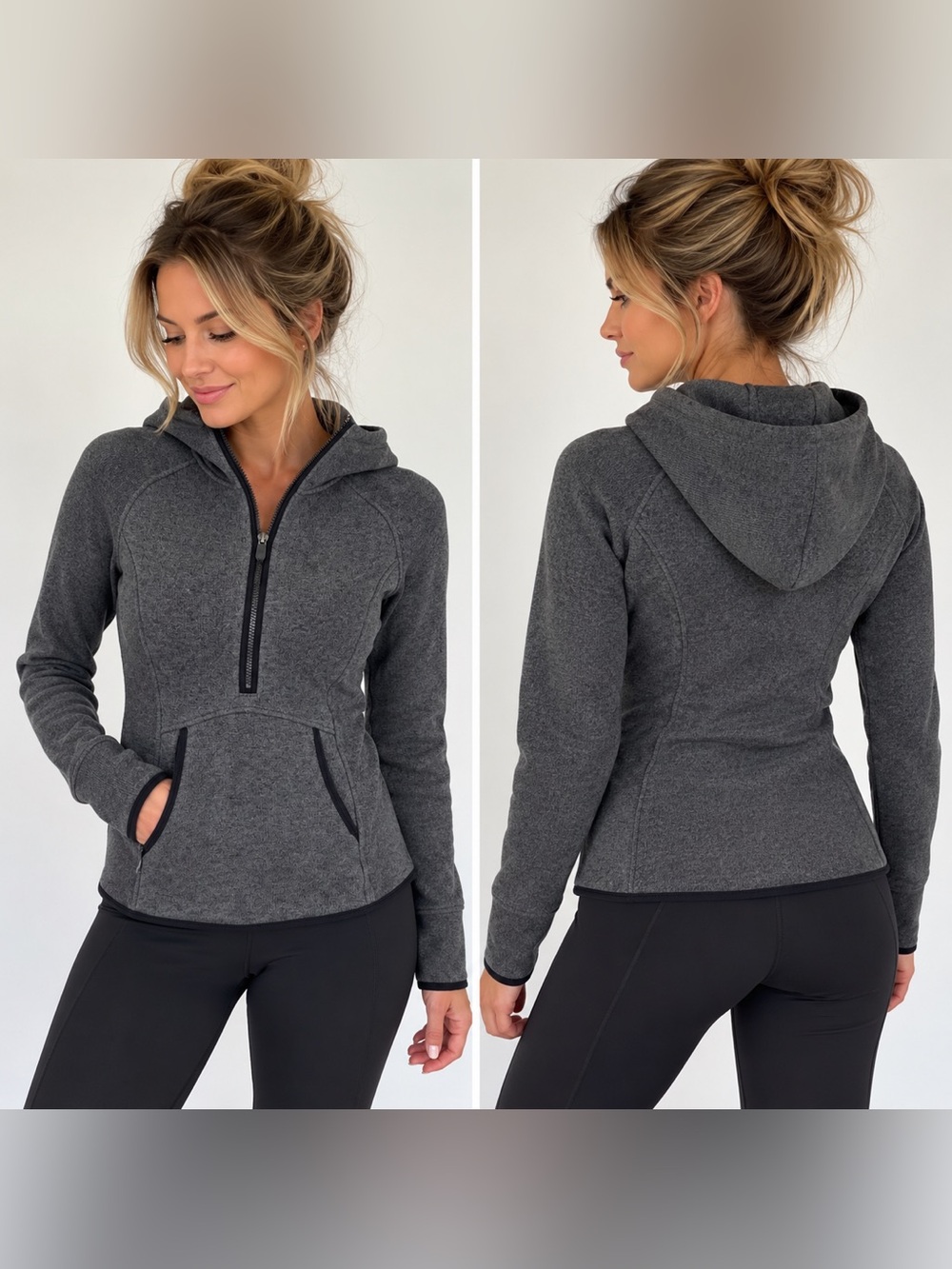 Lululemon Older Scuba Half Zip Hoodie Heathered Charcoal Gray XS/4